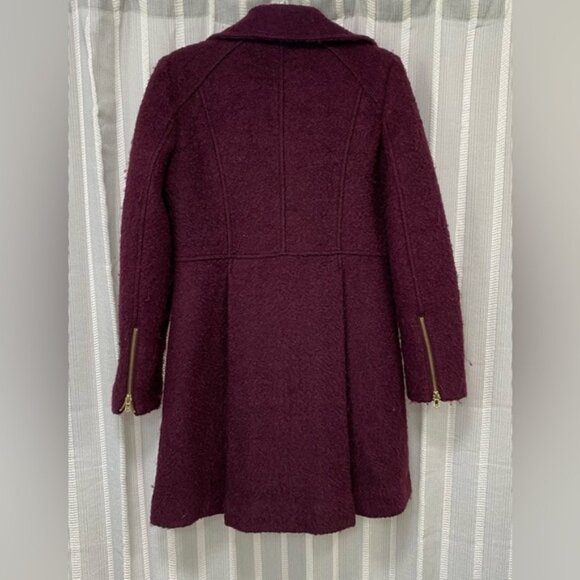 Guess‎ Los Angeles Fuzzy Pea Coat Wine Burgundy Size M - Picture 15 of 16